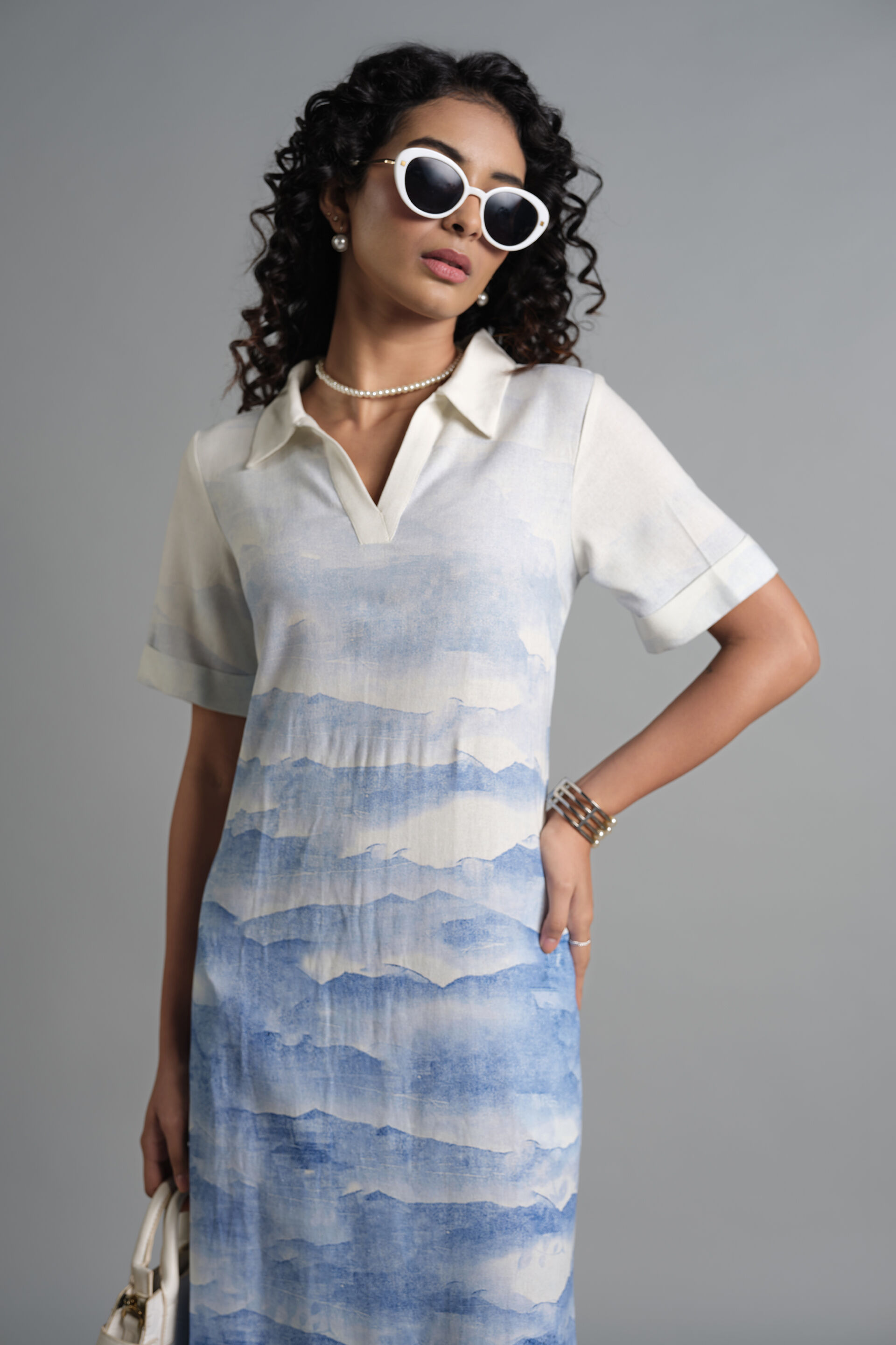 Azure Flow Dress, Blue, image 3